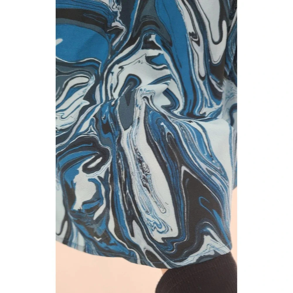 Michael Kors Wrap Swirl Coastal Top Blouse XL Artsy Blue Resort Short‎ Sleeves
